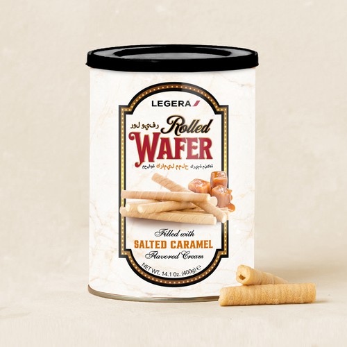 LEGERA Wafer Rolls Pack 125 gm - Salted Caramel Design by Davi Giolo ★