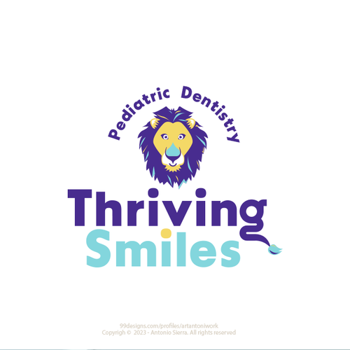 Looking for a modern, edgy, colorful pediatric dental logo that incorporates a lion. Professional yet fun. Does this exi Design by artantoni work