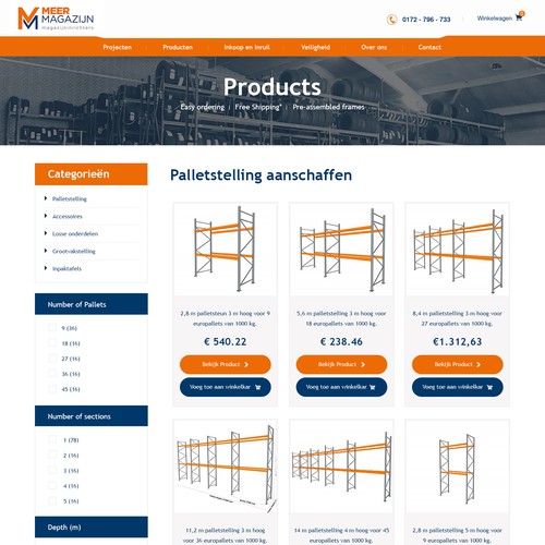 Design Creative website templates for a leading pallet racks company_ Meermagazijn di Adventix