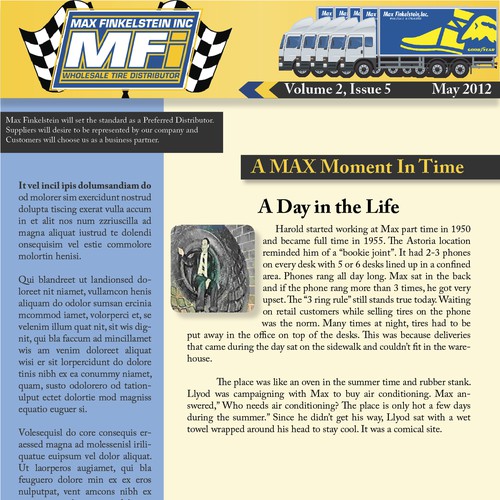 Newsletter Layout for Max Finkelstein Inc Design von jaysonc