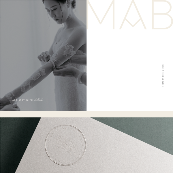 Elegant, romantic, and timeless logo and brand color palette for  a full service beauty brand specialized in makeup and hair artistry  for authentic and luxurious Hawaiian weddings.
