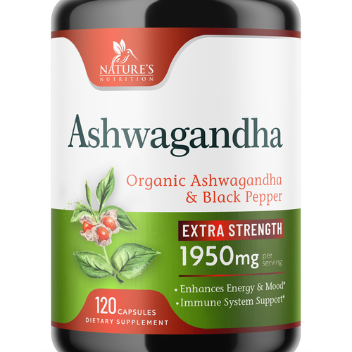 Natural Ashwagandha Capsules Design Needed for Nature's Nutrition Design réalisé par Encephalon™