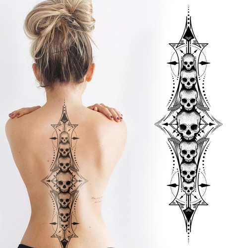 Skull spinal tattoo Design by BlacKing