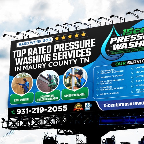 Modern Pressure Washing Billboard Design by Sketch Media™