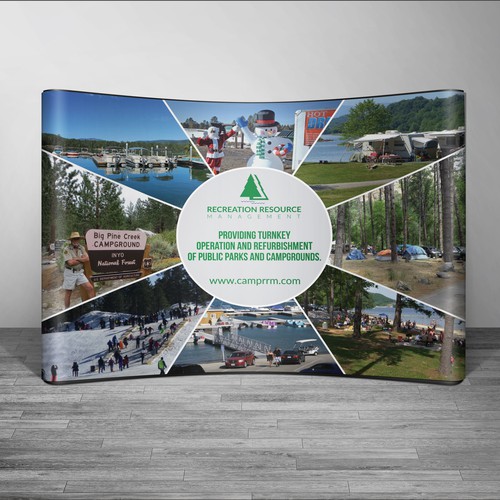 Design a trade show backdrop for an outdoors and parks company