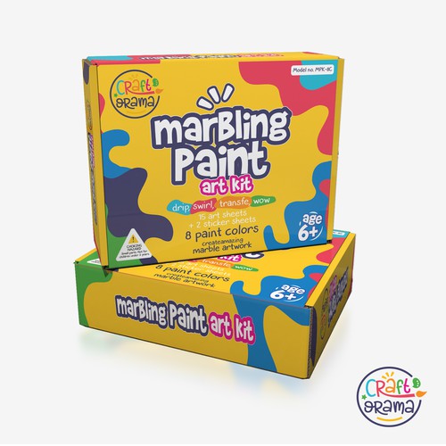 Design a colorful packaging for our new marbling paint art kit for kids Design by Designlifelk