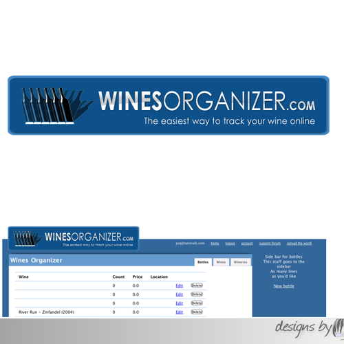 Wines Organizer website logo デザイン by jellevant