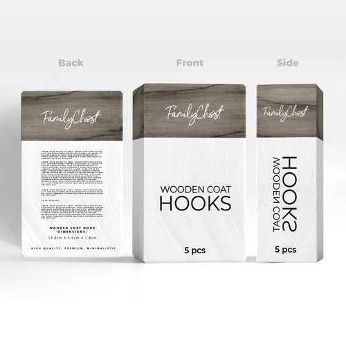 vintage style product packaging for wooden coat hooks for female target group Design by Avadisy