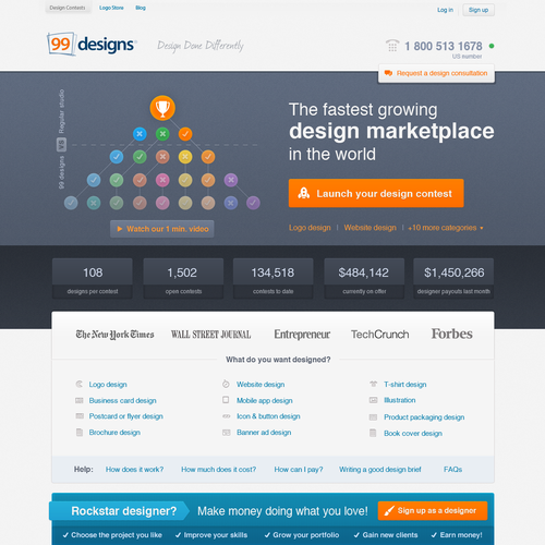99designs Homepage Redesign Contest Design by pavot