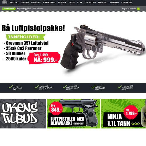Design the best frontpage banners for a Airgun/Paintball Webstore! Design by Putera Kahfi