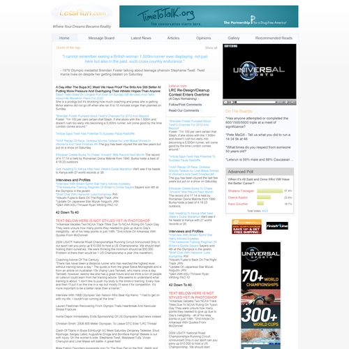LetsRun.com Homepage Re-Design/Cleanup Diseño de Beyond Designing