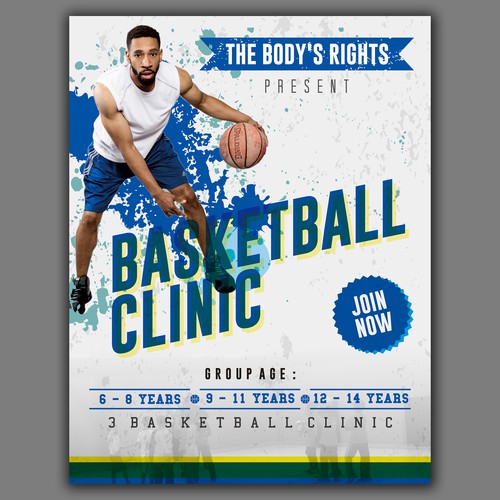 Create a basketball clinic flyer for community center | Postcard