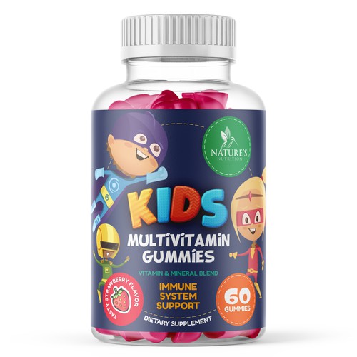 Tasty Kids Multivitamin Gummies Product Label for Nature's Nutrition Design by gs-designs