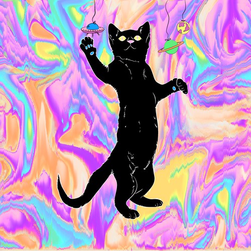 Psychedelic Cats Auto Generated Trading Cards to raise money for Cat Rescue Diseño de Ivy Illustrates