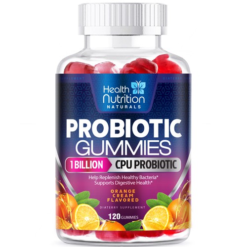 Healthy Probiotic Gummies Label needed for Health Nutrition Design by agooshe