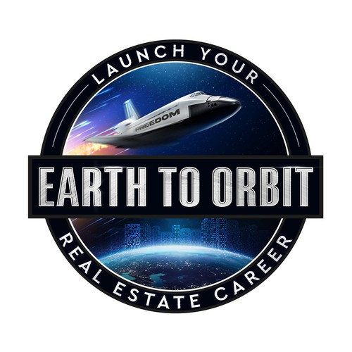Realistic Logo for "Earth to Orbit" Sales Course. Achieve financial freedom through real estate. Design by GIRA.