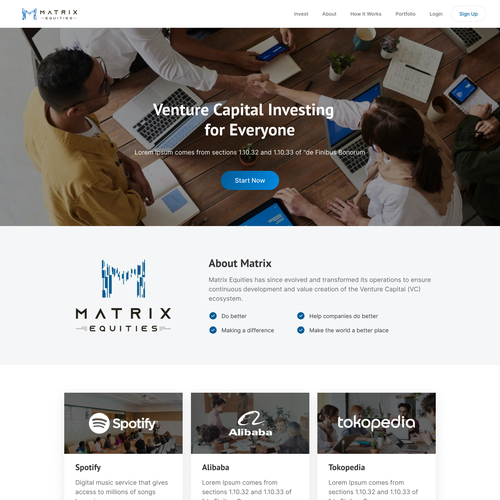 Matrix Equities needs fresh new website Design by Faris Prayoga