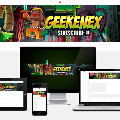 Minecraft Theme Youtube Channel Banner Art Design by The webdev