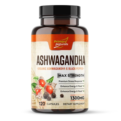 ✝DeSiGnEr✝JOHNさんのPrimary Naturals Needs a Supplement Label Designed - Ashwagandhaデザイン