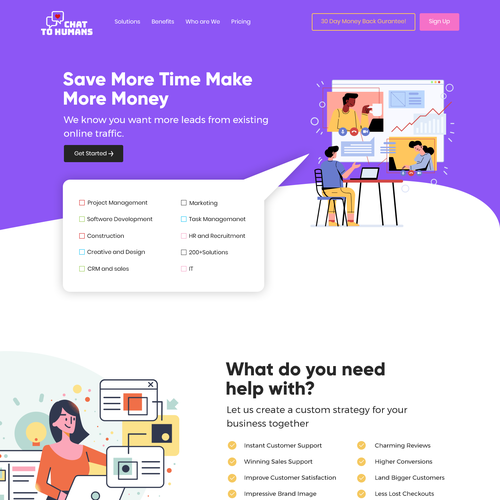 Create an enticing and user and human centric website design for a live chat support service company Design by Technology Wisdom