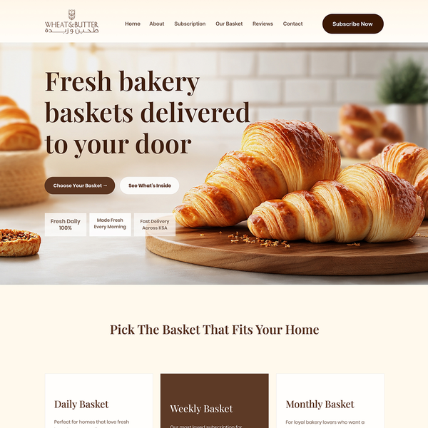 Bakery landing page design