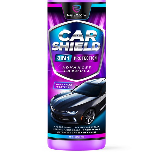 Ceramic Car Shield needs a design for its Wash, Wax, and Protect. Design réalisé par GenScythe