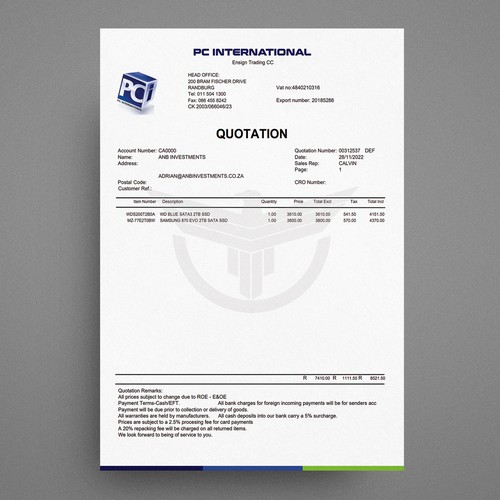 Given logo to be added to quotation to enhance brand appeal Design by Galaxiya