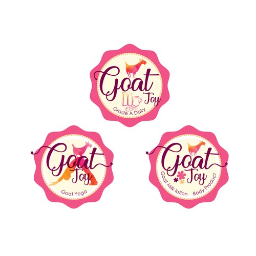 Create a timeless joyful logo for goat joy yoga and goat milk