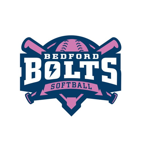 Team logo for the Bedford Bolts girls softball team Design by BOLT DESIGN