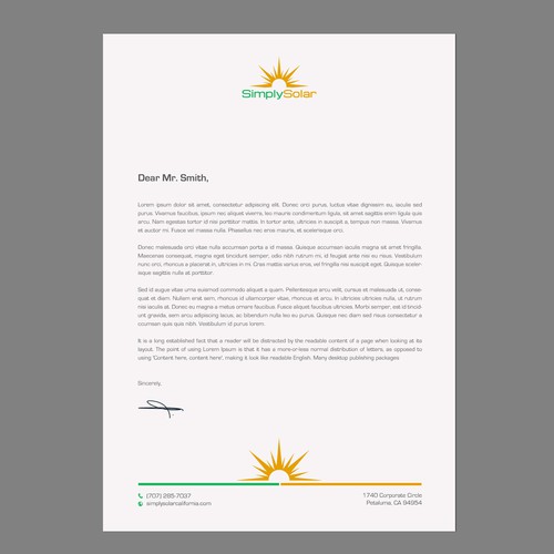 "Renewable Energy Company Letterhead" Design by chandrayaan.creative