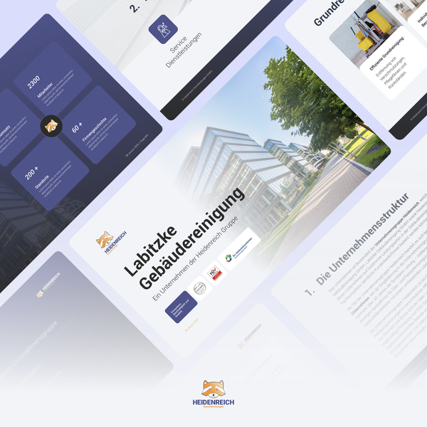 Presentation for a full-service provider in terms of professional, efficient, sustainable and future-oriented building cleaning in Mannheim and throughout Germany.