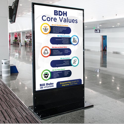 We need to engage and educate our team mates while reinforcing the BDH Core Values Design por Tanny Dew ❤︎