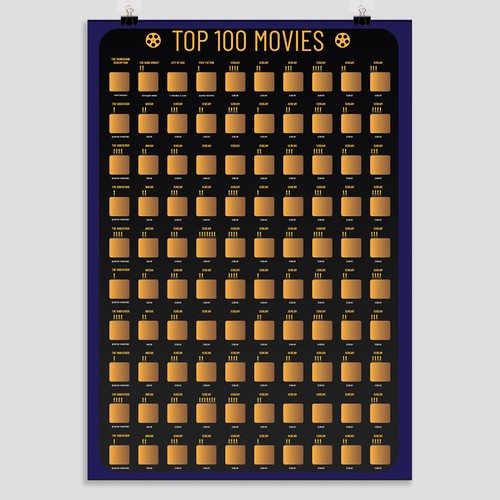 Scratch off Poster - Top 100 Movies Scratch off Poster Design by Andreart Q