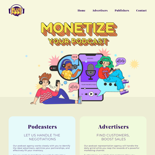 Blue Pods landing page design contest Design by Nash Radak