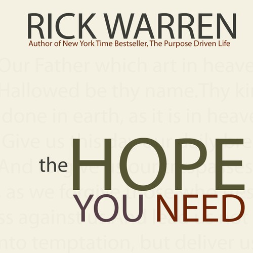 Design Rick Warren's New Book Cover Design réalisé par theswizzle