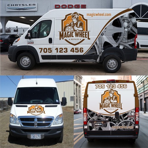 Magic Wheel Repair Van Wrap concurso Rotulación de auto, camión o