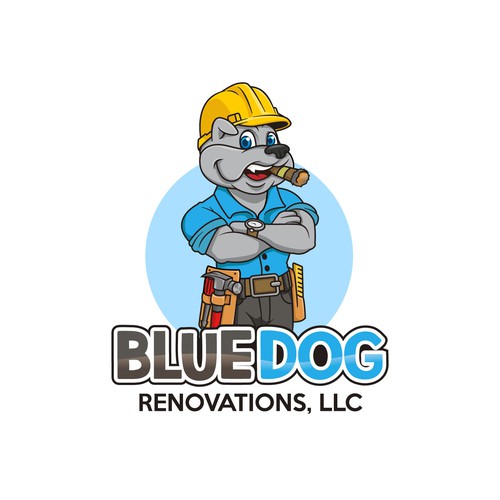 Design a company logo to reflect company name. A Blue Dog (Bulldog) With a hardhat, toolbelt w/cigar Design by YusakG.F.X