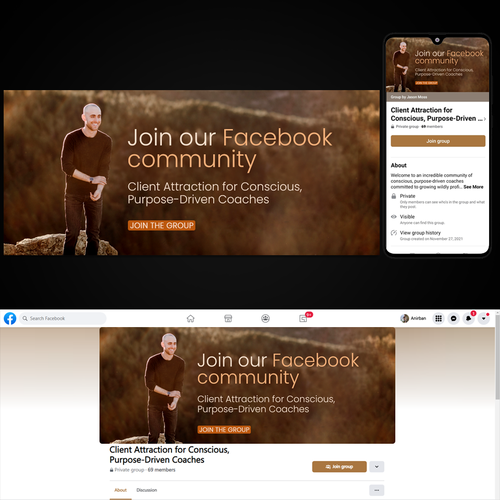 Earthy Facebook Cover For Conscious Business Coach Réalisé par Mac88graphic