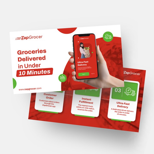 Design by Qeenan titled "ZapGrocer Presentation"