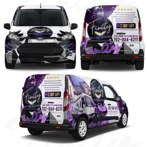Van Wrap For Mobile Detailing / Solar Installations Company Ford Transit Connect 2017 Design by Nadun Prabodana