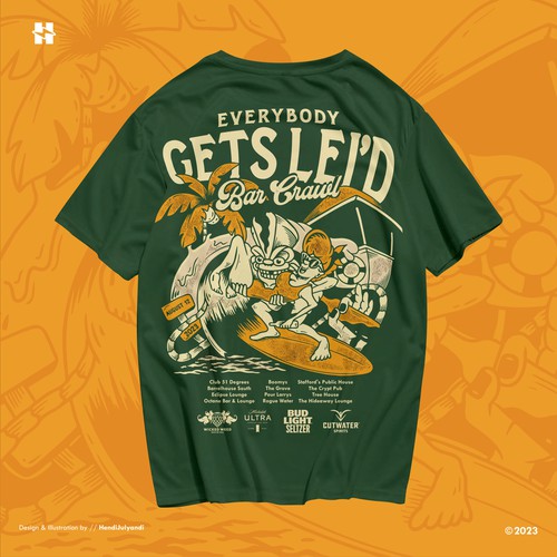 Hawaiian Themed T-shirt for Bar Crawl