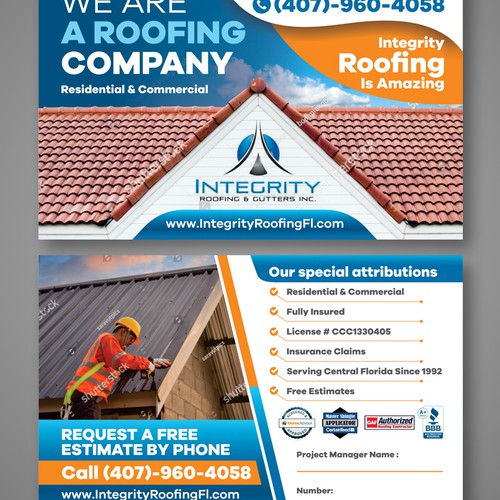 Roofing Company Storm Damage Flyer Diseño de Dzhafir