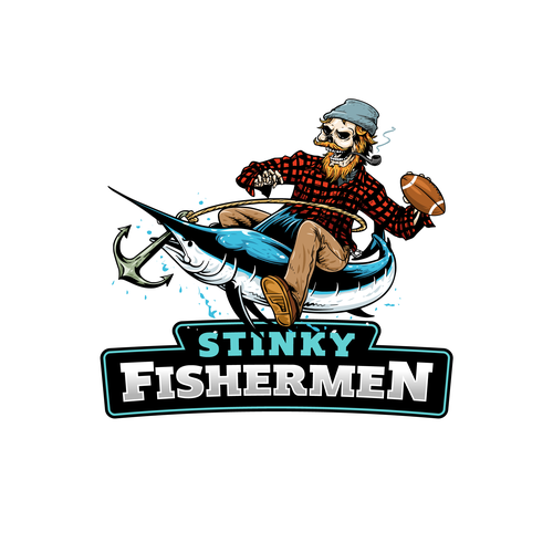 Fierce, fun, and funky fisherman logo to appeal to men Design by jagokandank