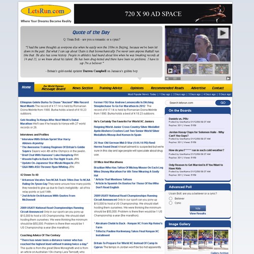 LetsRun.com Homepage Re-Design/Cleanup Diseño de GDT Design