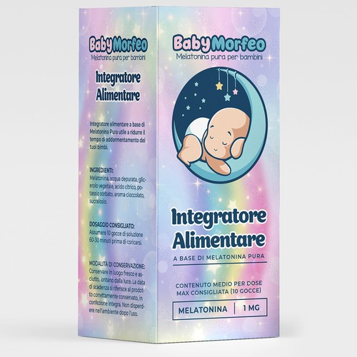 Baby Morfeo -Melatonina per Bambini -  Melatonin Supplement for kids Box and label design Design by Zemunchica ♣♣♣♣♣