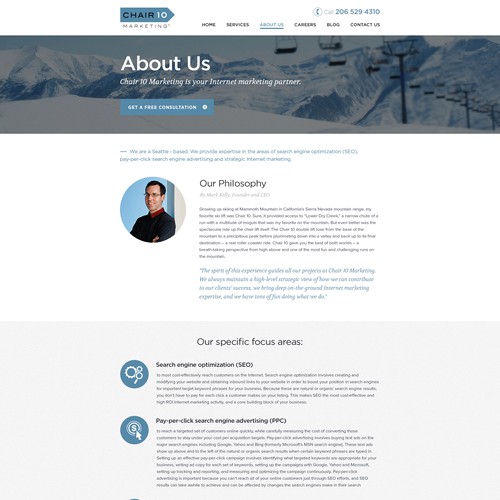 Create a memorable and modern website for Chair 10 Marketing  page