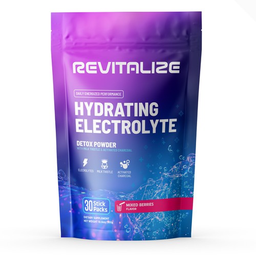 Design Minimalistic, Modern Packaging for Hydrating Electrolyte Detox Powder - Revitalize Design by gs-designs