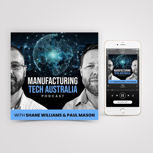 Artwork for podcast about technology in manufacturing Design by Sezt