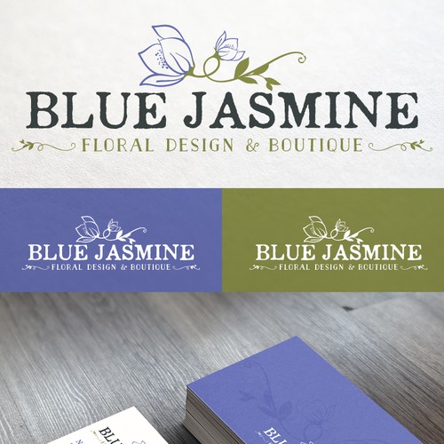 LOGO & BUSINESS CARD DESIGN FOR BLUE JASMINE LLC FLORAL DESIGN AND BOUTIQUE Design by Cit