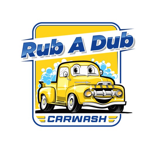 A funny logo for a tunnel carwash. Colorful. Design by Gula Jawa